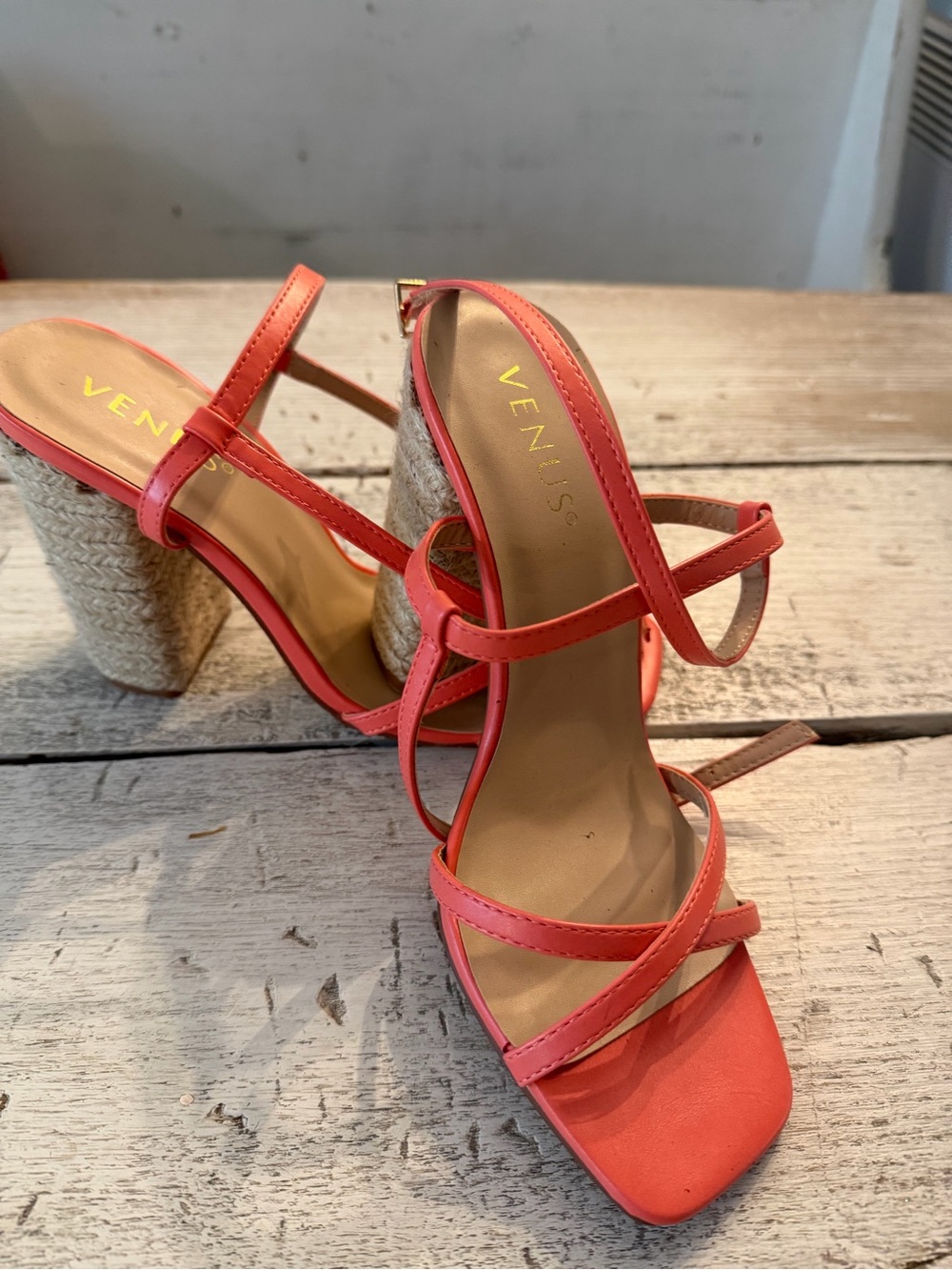 VENUS Coral Strappy Wedge Sandals